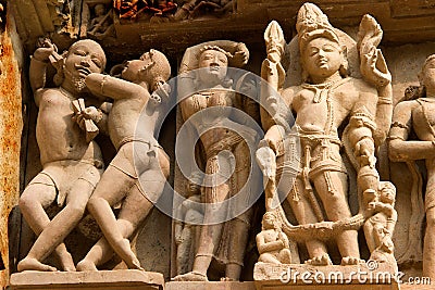 Wall Sculpture at Khajuraho Stock Photo