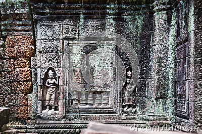 Carving in the Ta Som temple Stock Photo