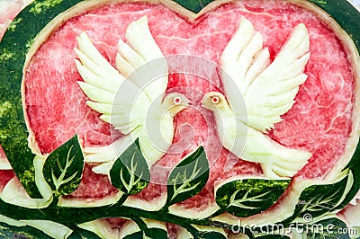 Carving of watermelon Stock Photo