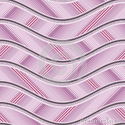 Carving waves pattern on background seamless texture, patchwork pattern, diagonal stripes, 3d illustration Stock Photo