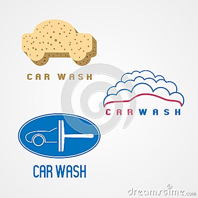 Carwash, car wash set of vector logo, icon, symbol, emblem Vector Illustration