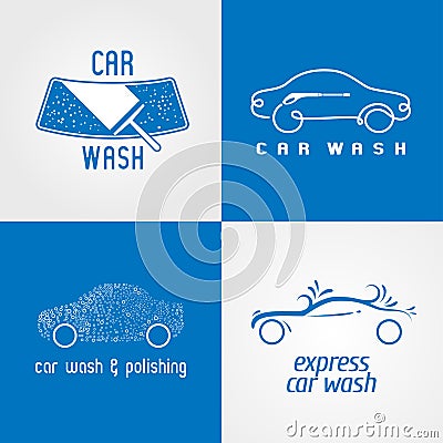 Carwash, car wash set of vector logo, icon, symbol, emblem Vector Illustration