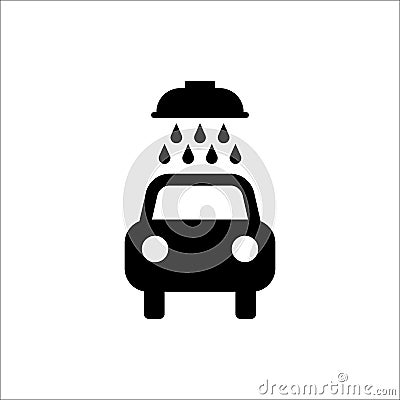 Carwash simple vector icon. Car under a shower black icon. Car wash symbol. Vector Illustration