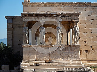 Caryatid Columns at the Parthenon Stock Photo