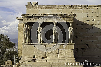 Caryatids in Erechtheum, Acropolis,Athens,Greece Stock Photo