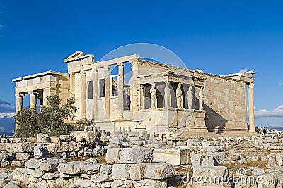 Caryatids in Erechtheum Stock Photo