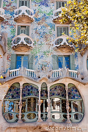 Casa Batllo fachade windows at Barcelona Editorial Stock Photo