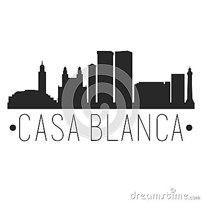 Casa Blanca Morocco. City Skyline. Silhouette City. Design Vector. Famous Monuments. Vector Illustration