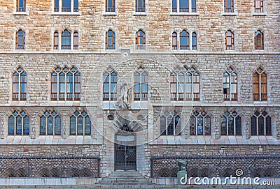 Casa Botines, a Modernist building by Antoni GaudÃ­ architect. Editorial Stock Photo