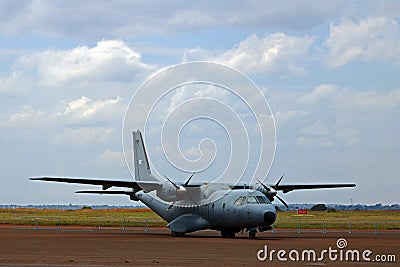 CASA CN235M-10 ON APRON AT SAAF MUSEUM ON STATIC DISPLAY Editorial Stock Photo