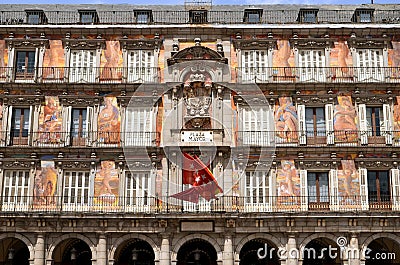 Casa de la Panaderia on Plaza Mayor in Madrid, Spa Stock Photo