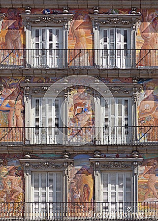 Casa de la Panaderia on Plaza Mayor in Madrid, Spain Stock Photo