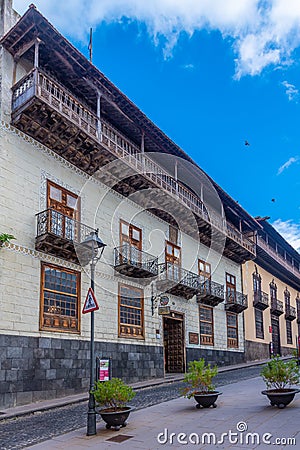 Casa de los Balcones in the old town at La Orotava, Tenerife, Canary islands, Spain Editorial Stock Photo
