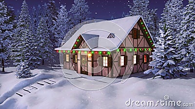 Casa Decorada De Navidad En La Noche De Invierno De Nevadas Almacen De  Video - Vídeo de cubierto, nevoso: 164220241