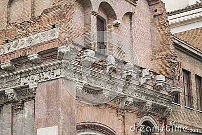 Casa dei Crescenzi at the Boario Forum in Rome. Medieval architecture with Roman remains Stock Photo