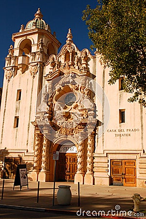 Casa Del Prado, a theater, San Diego, CA Editorial Stock Photo