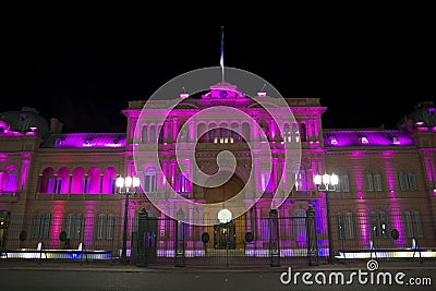 Casa Rosada (Pink House) by night Stock Photo