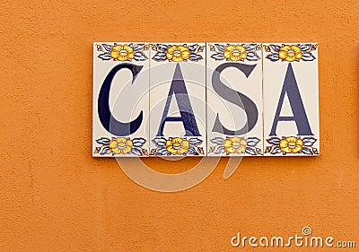 CASA tiled on wall Stock Photo