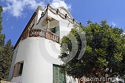 Casa Trias e Domenech in Antoni Gaudi s Park Guell, Barcelona, Spain. Stock Photo