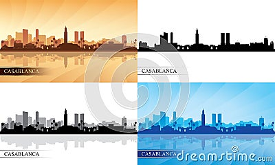 Casablanca city skyline multicolored silhouettes set Vector Illustration