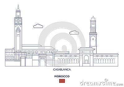 Casablanca City Skyline, Morocco Vector Illustration