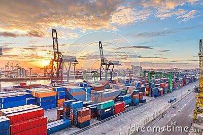 Casablanca, Morocco industrial shipping port Stock Photo