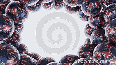 Casablanca, morocco, october 21, 2022, Soccer balls background with the flag of great britain, tournament design concept. Stock Photo