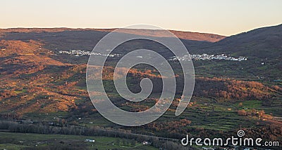 Casas del Castanar smd Cabrero view from Mirador de la Memoria viewpoint Stock Photo