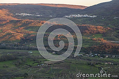 Casas del Castanar smd Cabrero view from Mirador de la Memoria viewpoint Stock Photo