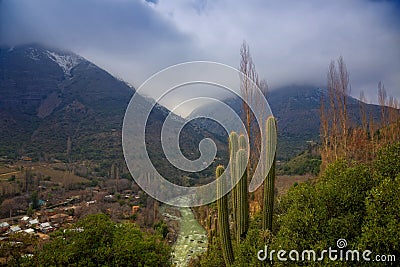 Cascada de las Animas in Cajon del Maipo, Chile Stock Photo