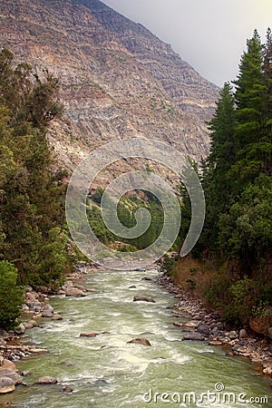 Cascada de las Animas in Cajon del Maipo, Chile Stock Photo