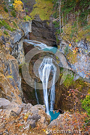 Cascada del Estrecho waterfall in Ordesa valley Pyrenees Spain Stock Photo