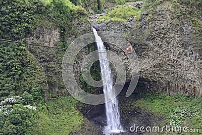 Cascada Manto de la Novia, waterfall in Banos de Agua Santa, Banos Stock Photo