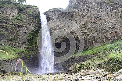 Cascada Manto de la Novia, waterfall in Banos de Agua Santa, Banos Stock Photo