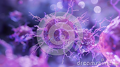 A cascade of dendritic cells migrating towards a site of coordinating the immune response Stock Photo