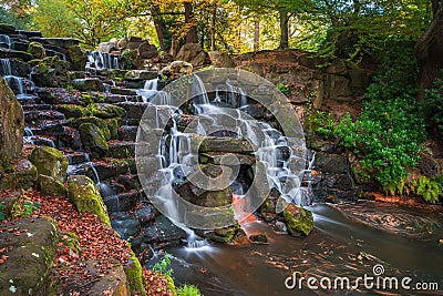 A cascade in Virginia Water, Surrey Stock Photo