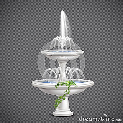 Cascade Water Fountain Realistic Transparent Vector Illustration