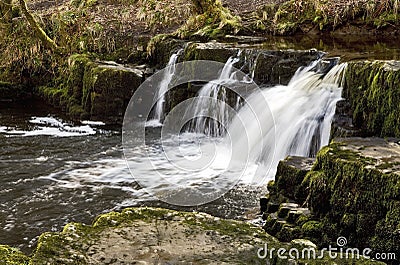 Cascade and waterfall on the Afon Pyrddin Stock Photo