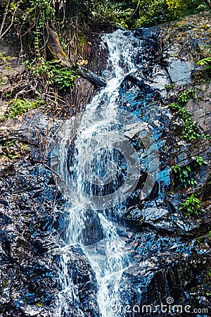 Cascade Waterfall in deep jungle in Asia. Stock Photo