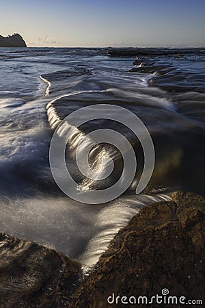 cascades flowing into the ocean in bouddi national park on NSW Central Coast in Australia Stock Photo