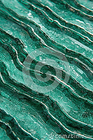 Cascading layers of soft liquid gradients create rhythmic wave patterns in vibrant green hues, evoking sense of tranquility Stock Photo