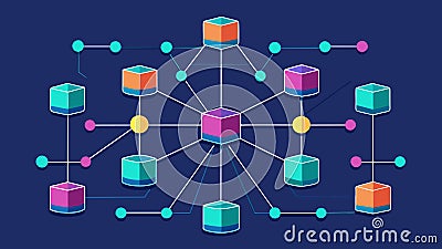 Cascading through the network the hexabyte connections form a mesmerizing display of data flow revealing the intricacies Vector Illustration