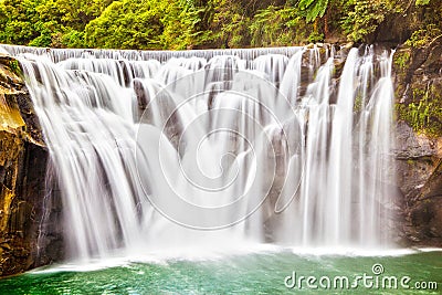 Cascading Shifen Waterfall in Pingxi, New Taipei City, Taiwan Stock Photo