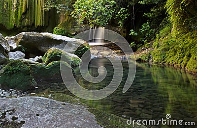 Cascading water falling from a Water Mill Leat Stock Photo