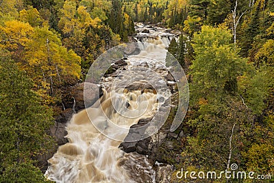 Beaver River Waterfall In Autumn Stock Photo