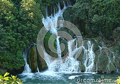 Cascading waterfalls in Krka National Park Stock Photo