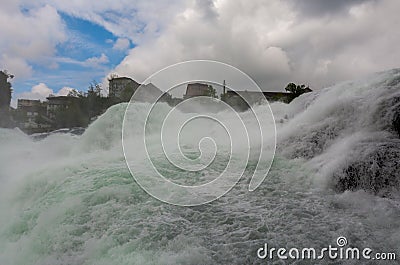 Cascading waters of the Rhine falls Stock Photo