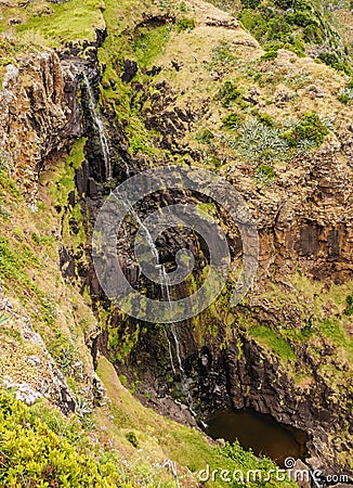 Cascata de Aveiro on Santa Maria Island Stock Photo