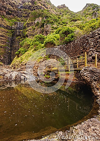 Cascata de Aveiro on Santa Maria Island Stock Photo