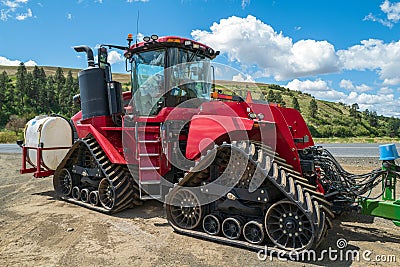 A Case IH Steiger JTI 620 Quadtrac tractor parked near Wilcox, Washington, USA - May 4,2021 Editorial Stock Photo